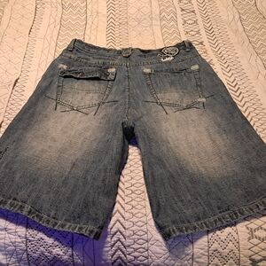 Akademiks Blue Jean Shorts Y2k Baggy for Men